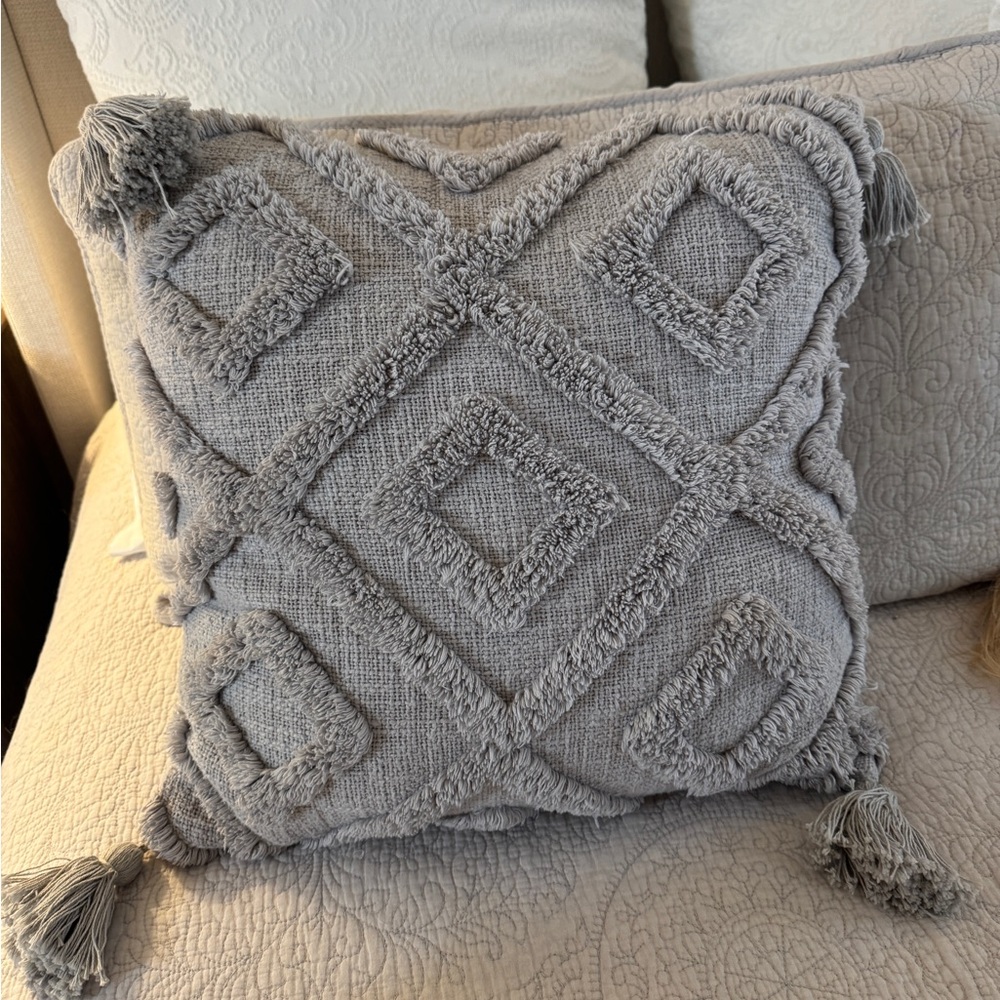 Gray Patterned Throw Pillow
